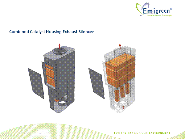 Combined catalyst housing exhaust silencer